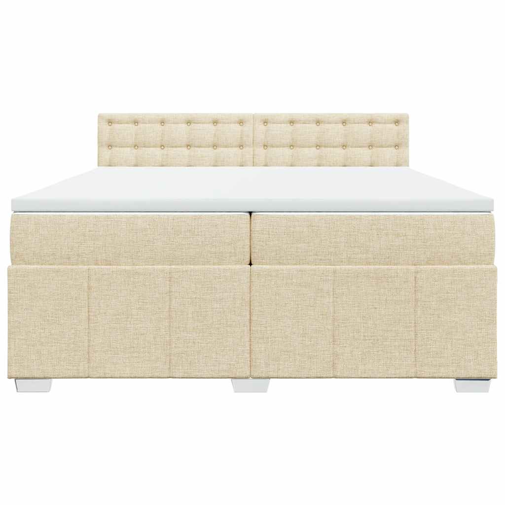 Boxspring met matras stof crèmekleurig 200x200 cm is nu te koop bij PeponiXL, paradijselijk wonen!