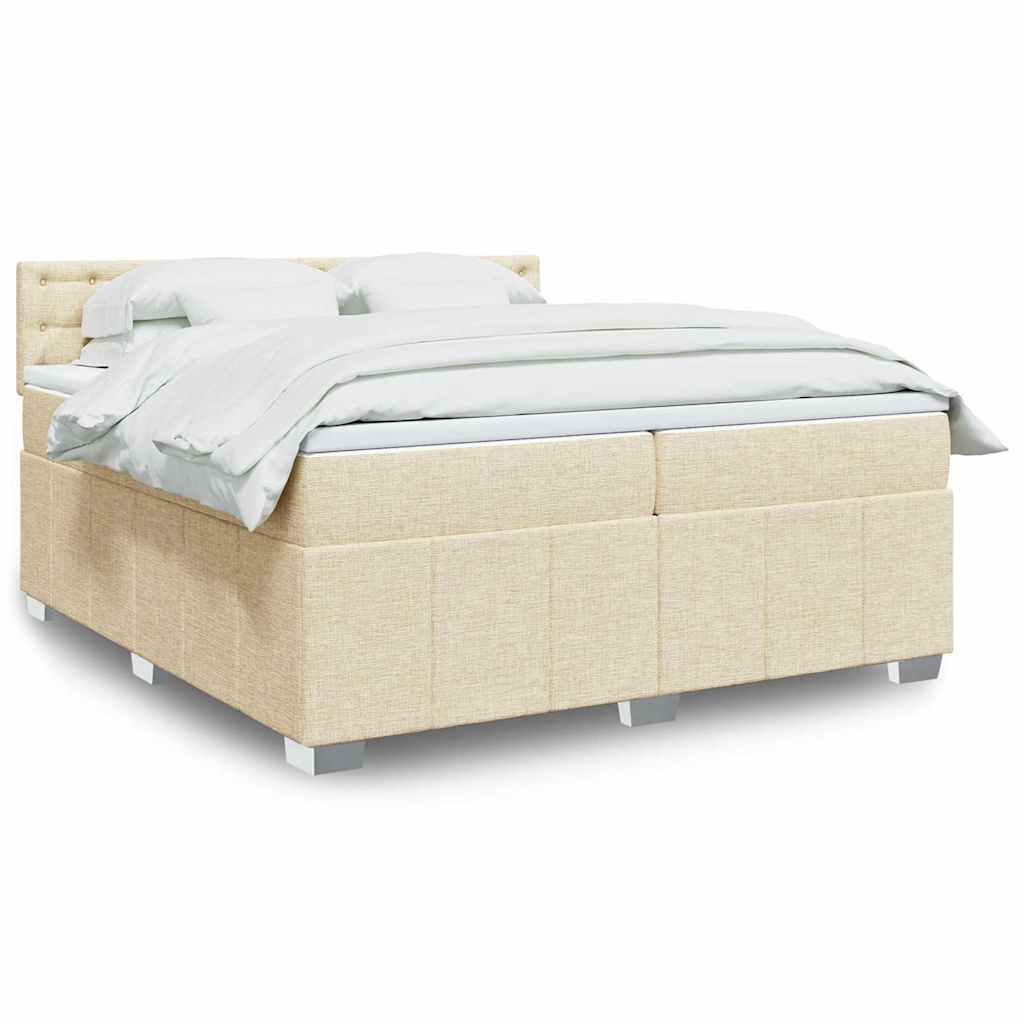 Boxspring met matras stof crèmekleurig 200x200 cm is nu te koop bij PeponiXL, paradijselijk wonen!