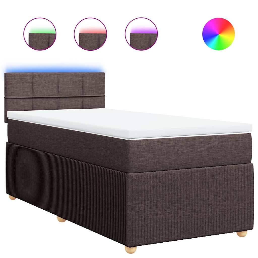 Boxspring met matras stof donkerbruin 80x200 cm is nu te koop bij PeponiXL, paradijselijk wonen!