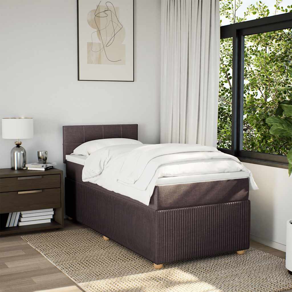 Boxspring met matras stof donkerbruin 80x200 cm is nu te koop bij PeponiXL, paradijselijk wonen!