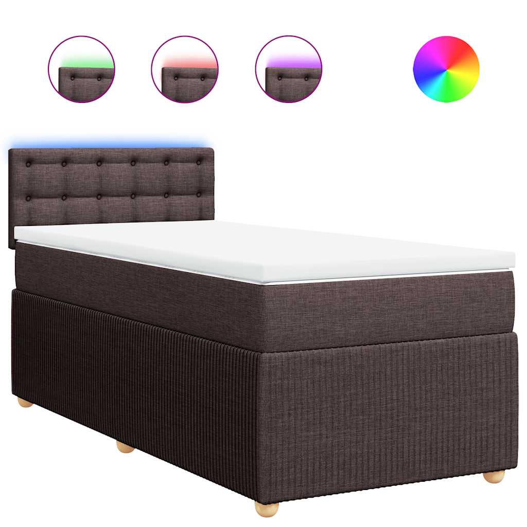 Boxspring met matras stof donkerbruin 80x200 cm is nu te koop bij PeponiXL, paradijselijk wonen!