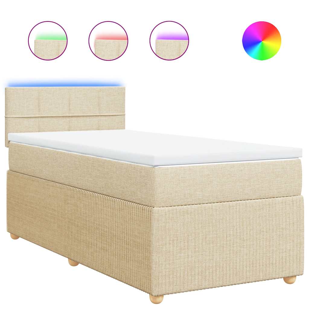 Boxspring met matras stof crèmekleurig 90x190 cm is nu te koop bij PeponiXL, paradijselijk wonen!