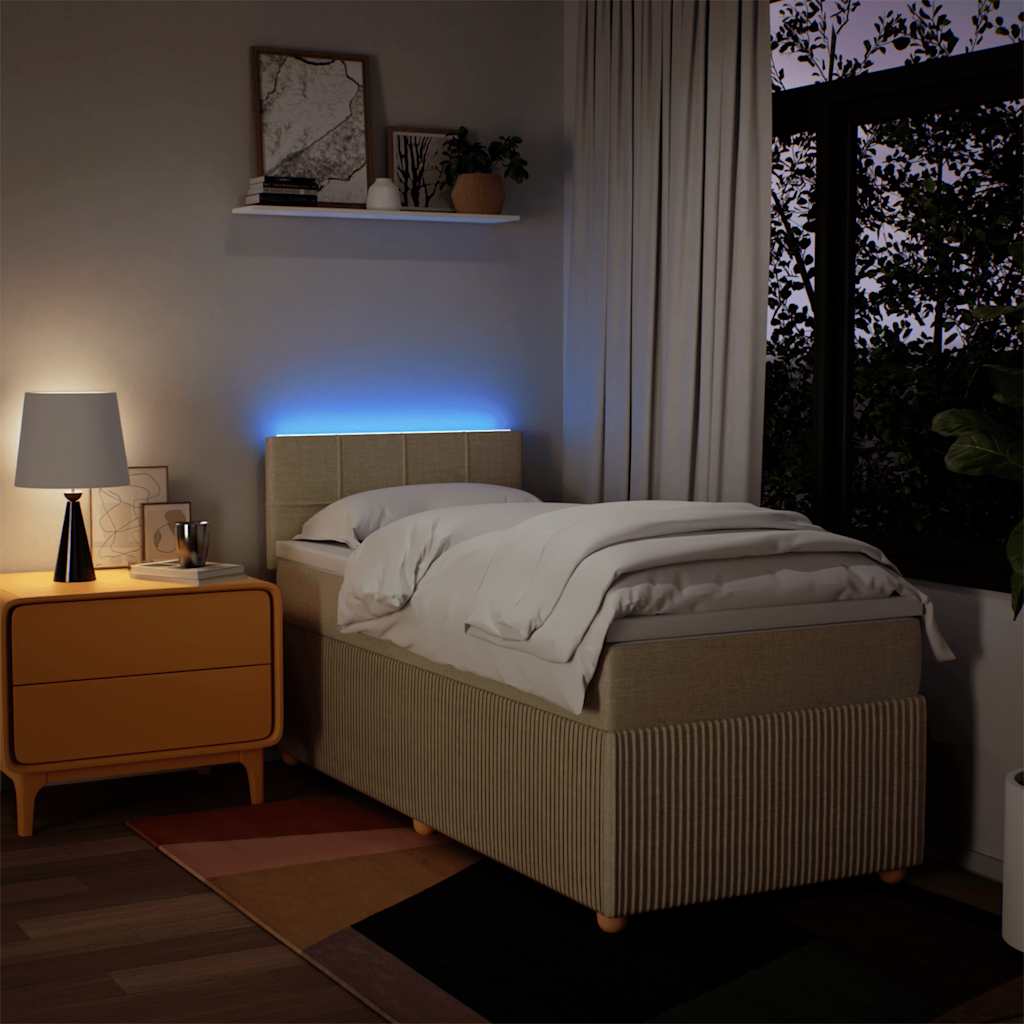 Boxspring met matras stof crèmekleurig 90x190 cm is nu te koop bij PeponiXL, paradijselijk wonen!