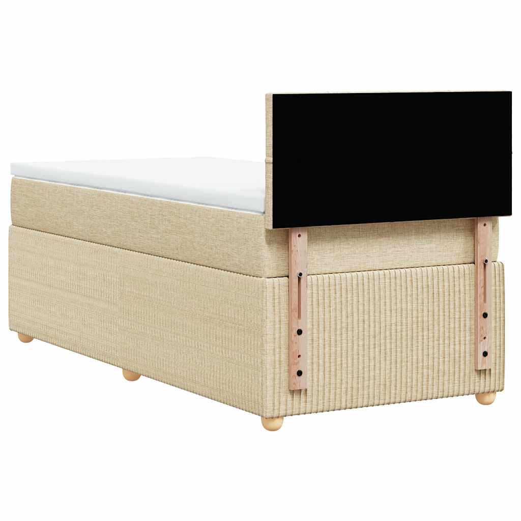 Boxspring met matras stof crèmekleurig 90x190 cm is nu te koop bij PeponiXL, paradijselijk wonen!