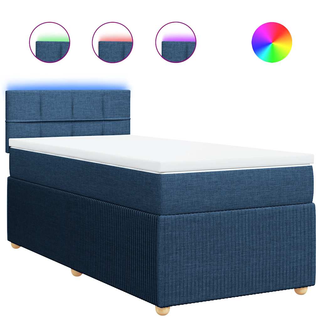 Boxspring met matras stof blauw 90x190 cm is nu te koop bij PeponiXL, paradijselijk wonen!