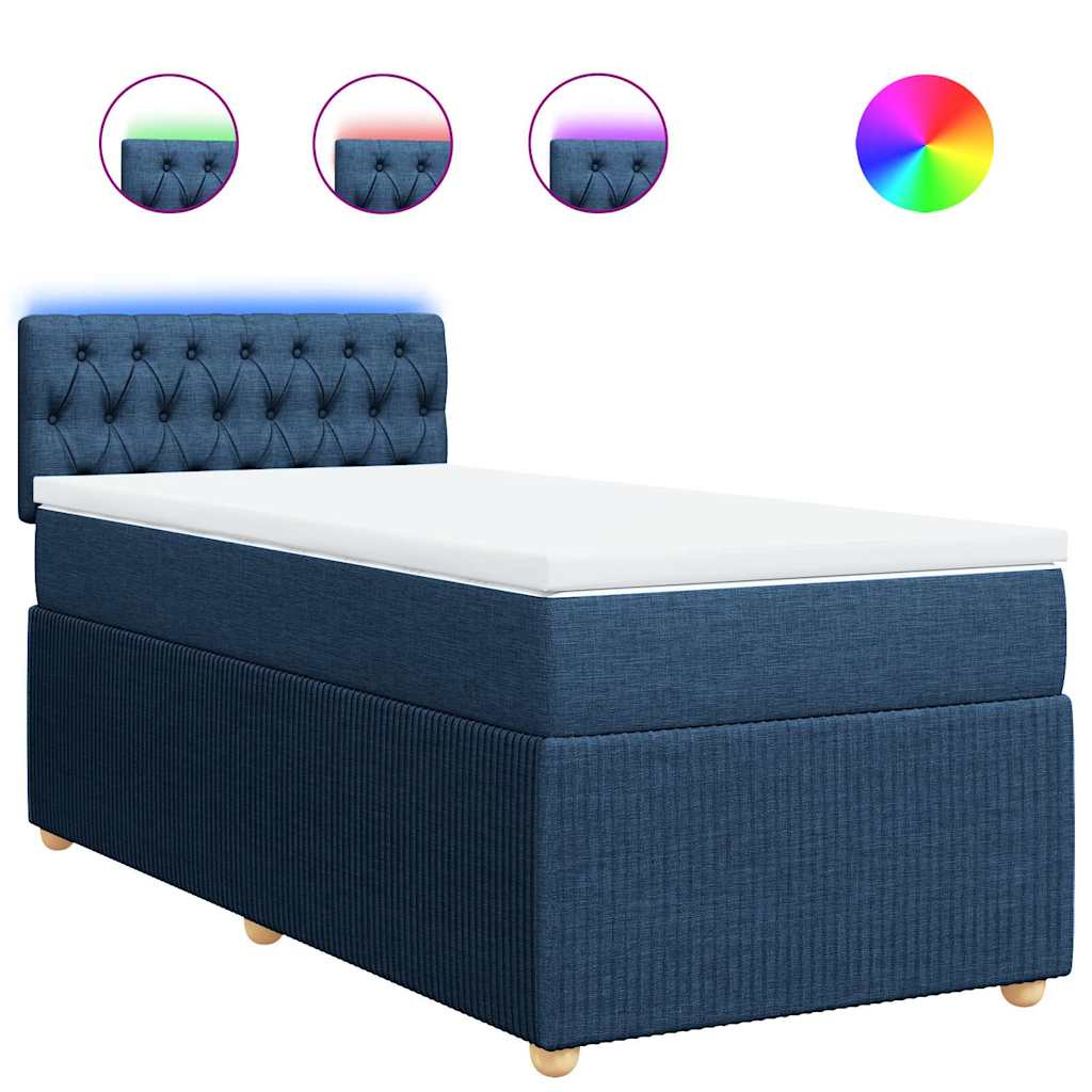 Boxspring met matras stof blauw 90x190 cm is nu te koop bij PeponiXL, paradijselijk wonen!