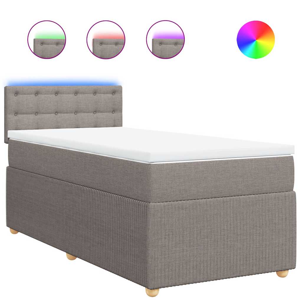 Boxspring met matras stof taupe 90x190 cm is nu te koop bij PeponiXL, paradijselijk wonen!