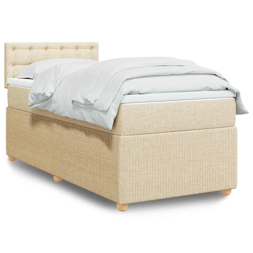 Boxspring met matras stof crèmekleurig 90x190 cm is nu te koop bij PeponiXL, paradijselijk wonen!