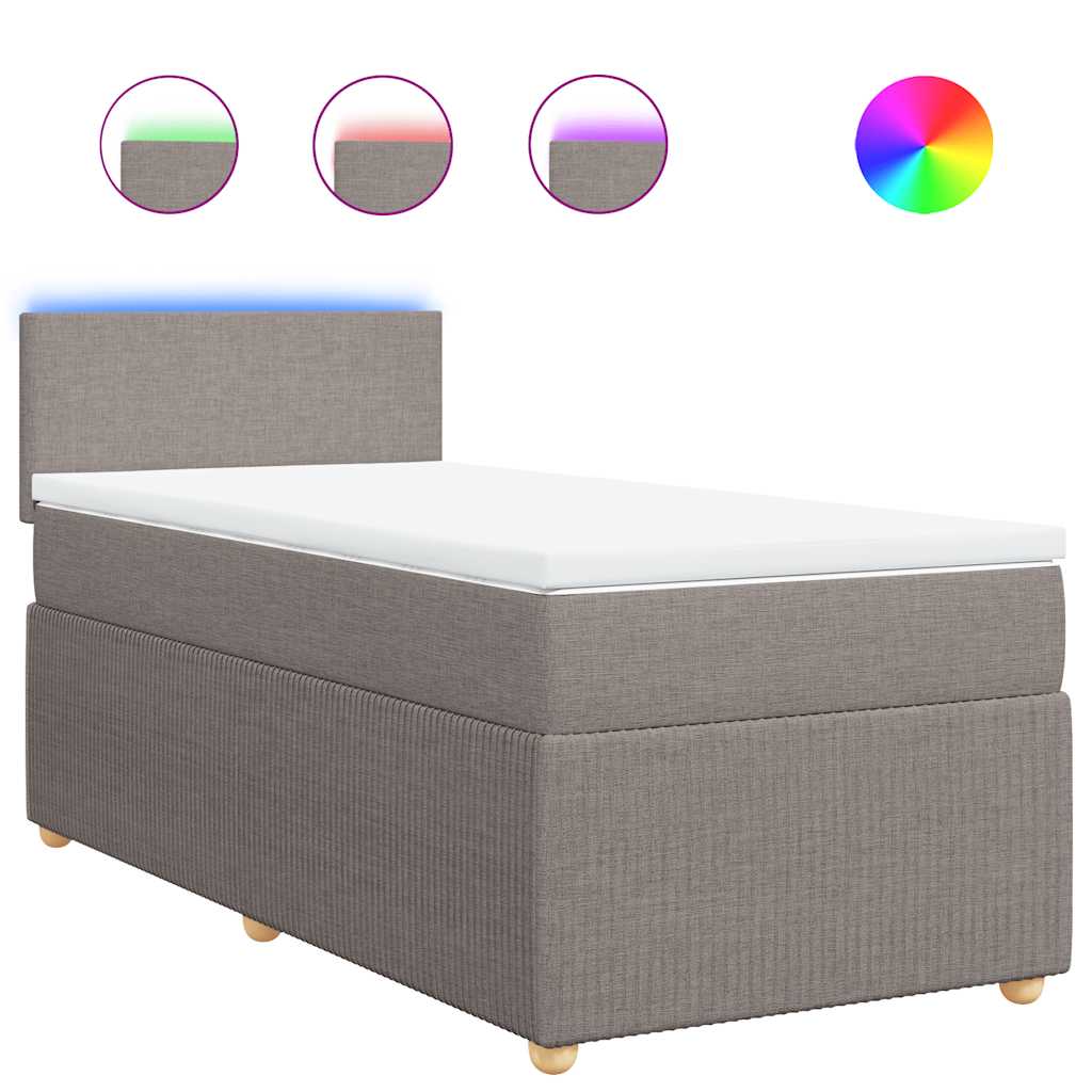 Boxspring met matras stof taupe 90x200 cm is nu te koop bij PeponiXL, paradijselijk wonen!