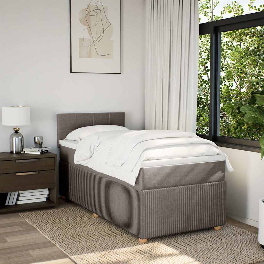 Boxspring met matras stof taupe 90x200 cm is nu te koop bij PeponiXL, paradijselijk wonen!