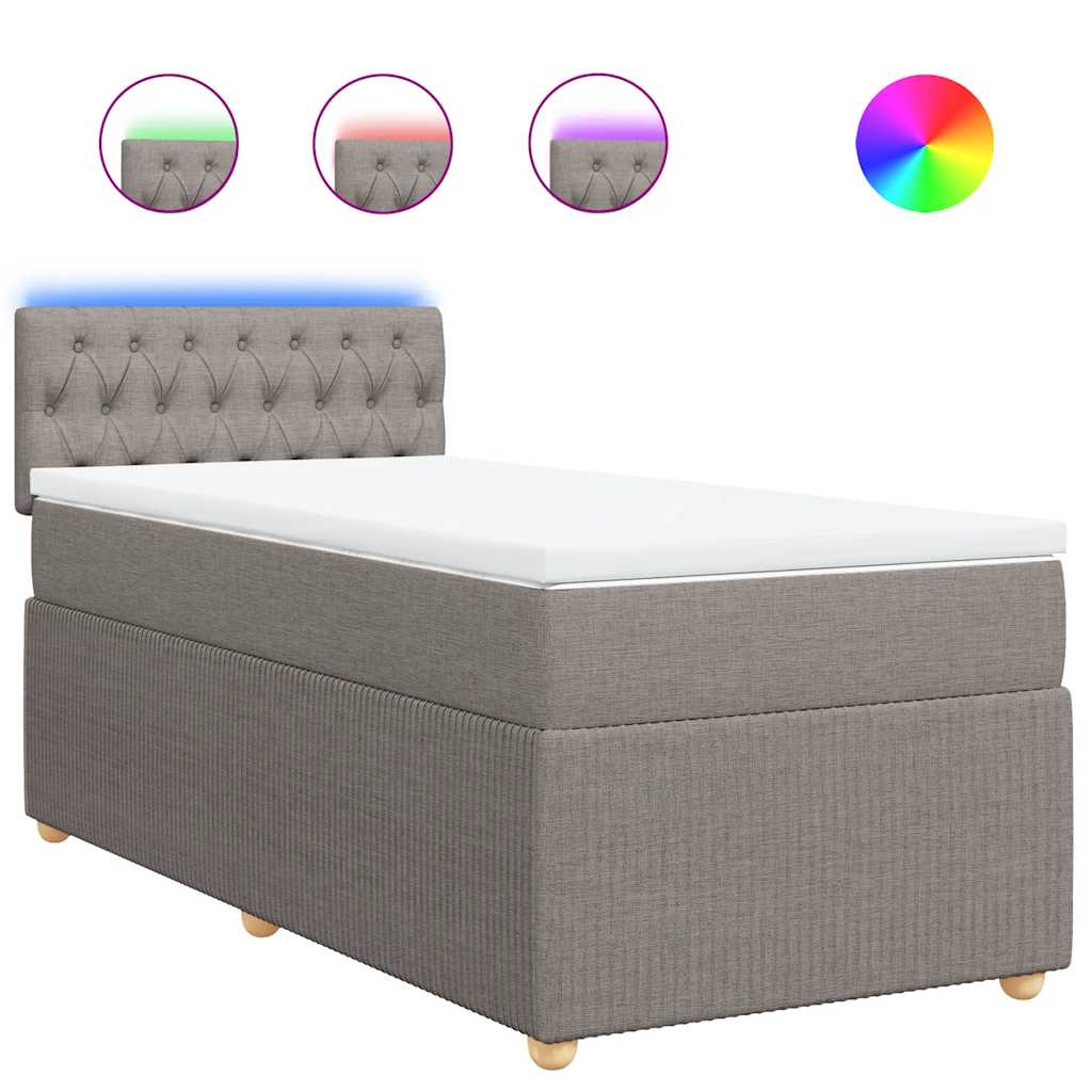Boxspring met matras stof taupe 90x200 cm is nu te koop bij PeponiXL, paradijselijk wonen!