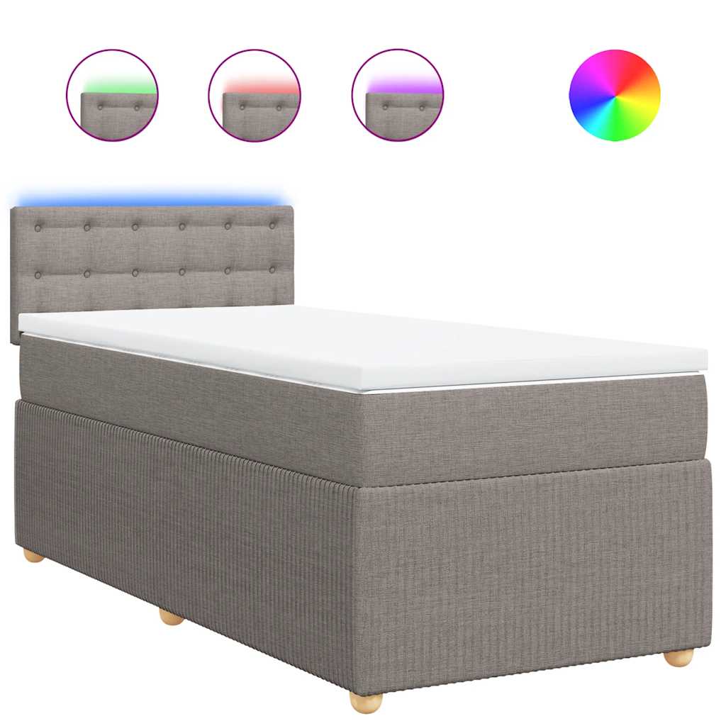 Boxspring met matras stof taupe 90x200 cm is nu te koop bij PeponiXL, paradijselijk wonen!