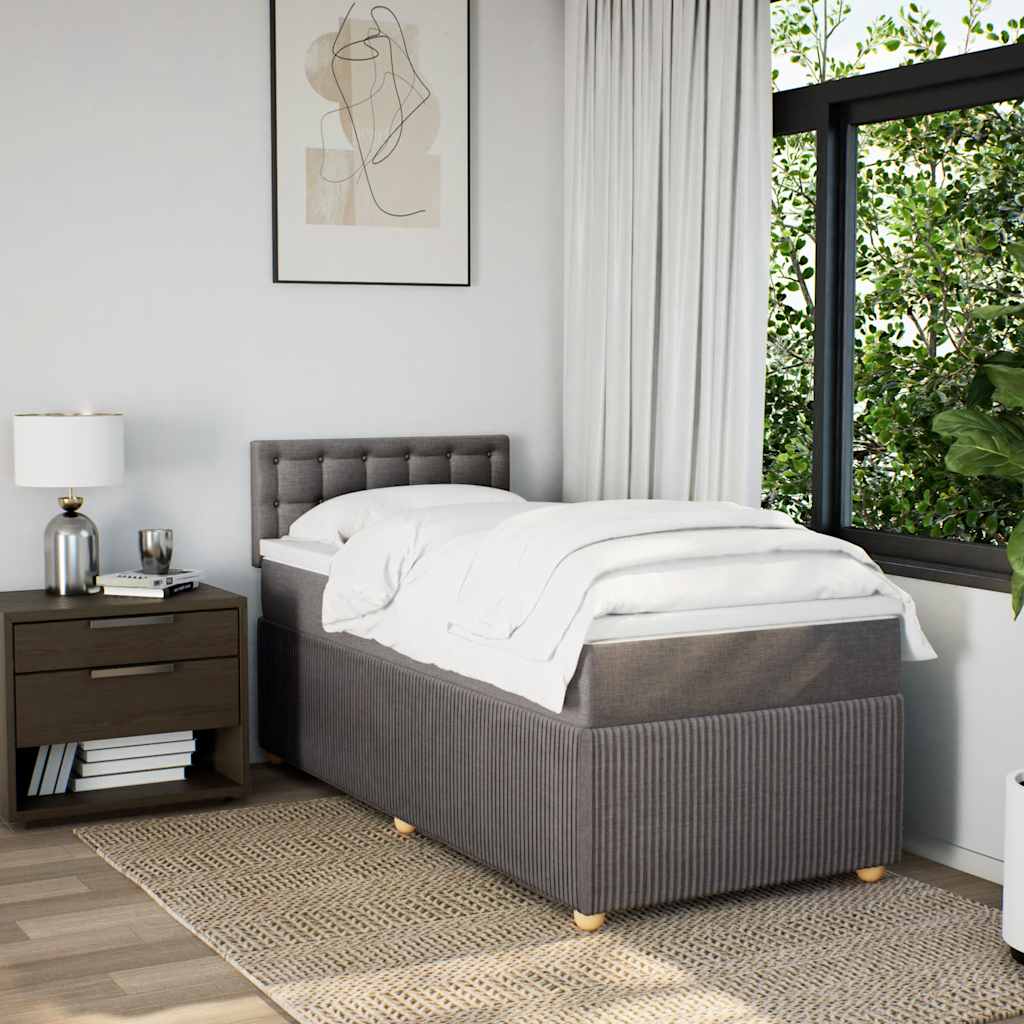 Boxspring met matras stof taupe 90x200 cm is nu te koop bij PeponiXL, paradijselijk wonen!