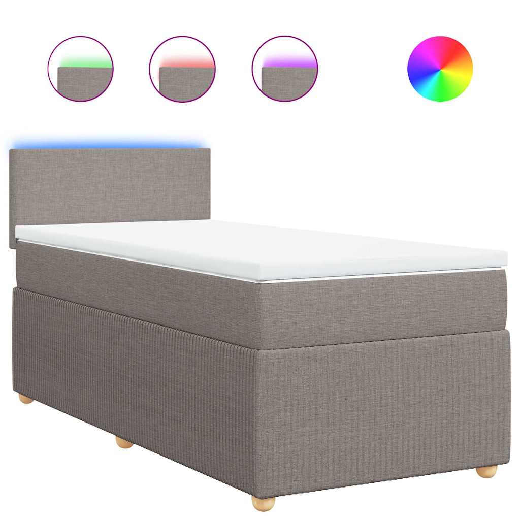Boxspring met matras stof taupe 100x200 cm is nu te koop bij PeponiXL, paradijselijk wonen!
