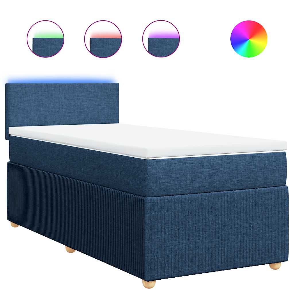 Boxspring met matras stof blauw 100x200 cm is nu te koop bij PeponiXL, paradijselijk wonen!