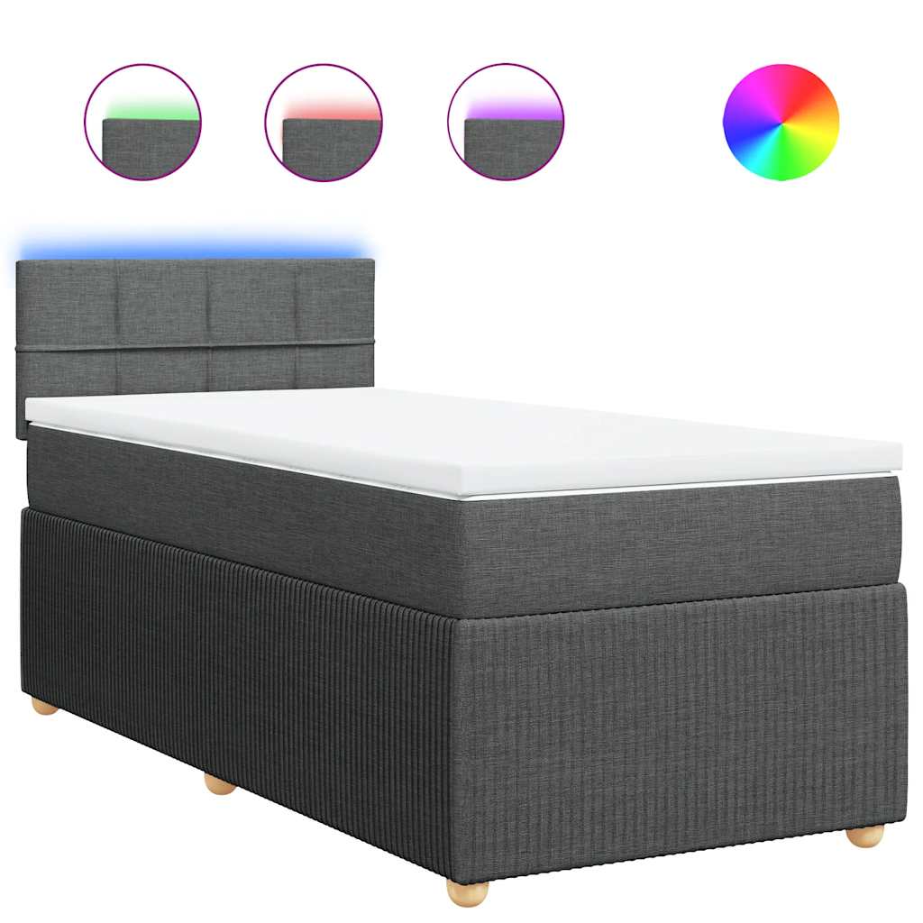 Boxspring met matras stof donkergrijs 100x200 cm is nu te koop bij PeponiXL, paradijselijk wonen!