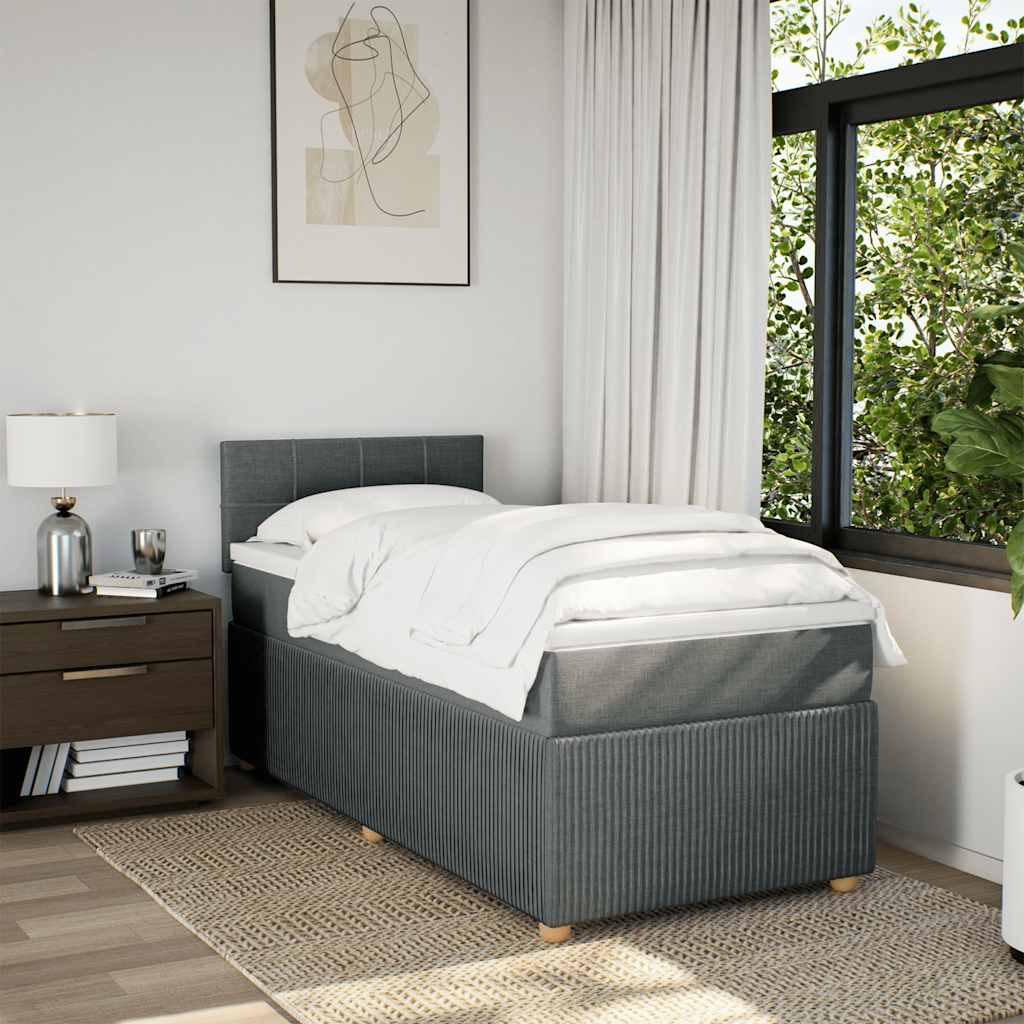 Boxspring met matras stof donkergrijs 100x200 cm is nu te koop bij PeponiXL, paradijselijk wonen!