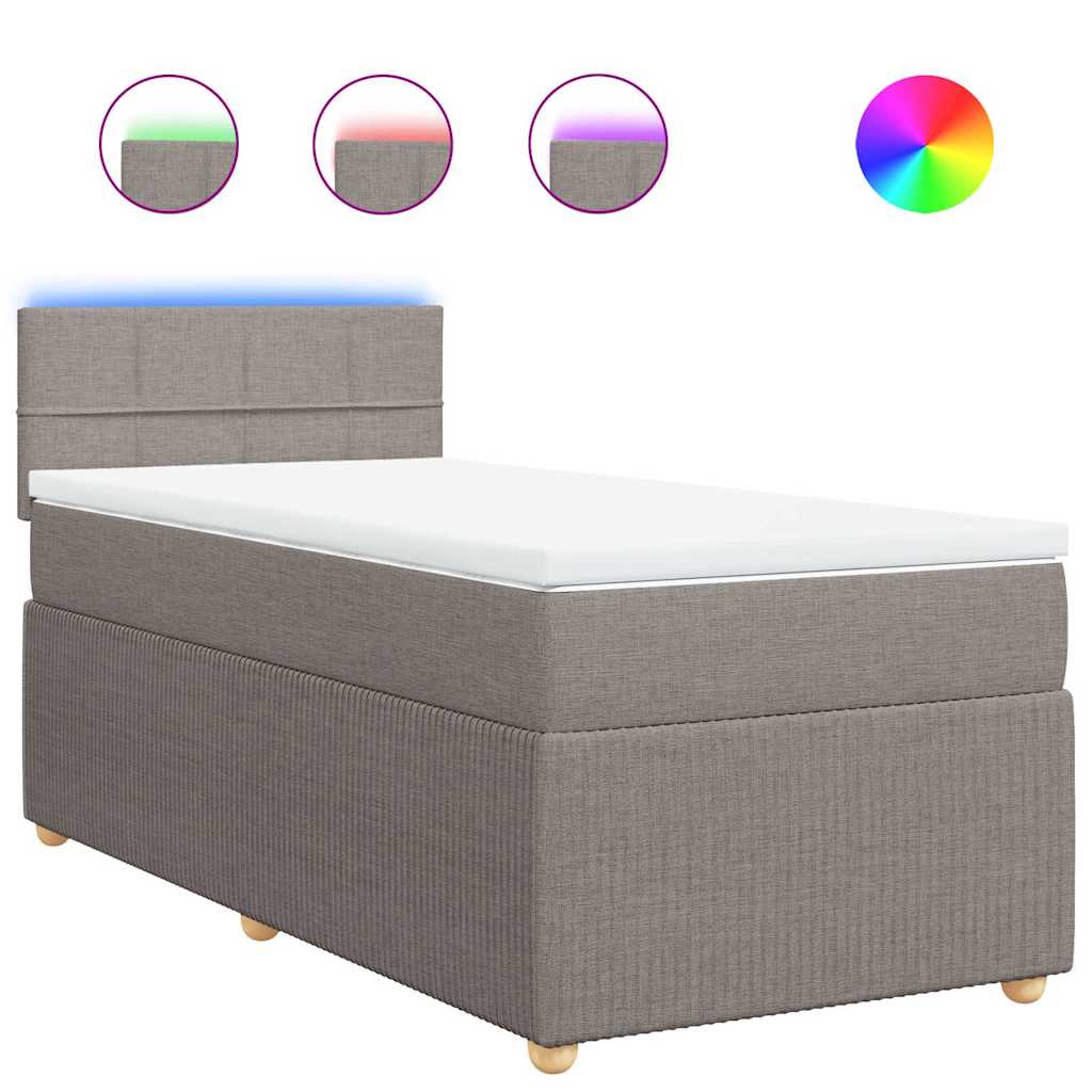 Boxspring met matras stof taupe 100x200 cm is nu te koop bij PeponiXL, paradijselijk wonen!