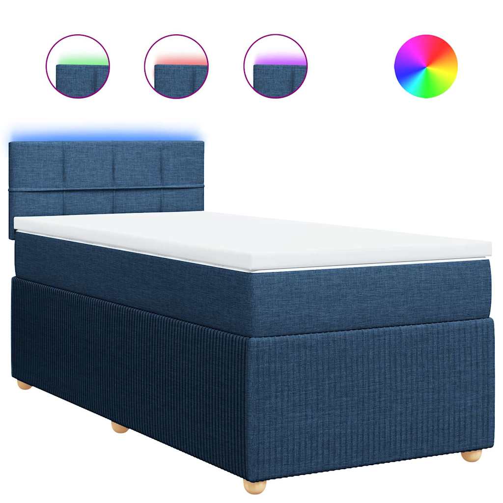 Boxspring met matras stof blauw 100x200 cm is nu te koop bij PeponiXL, paradijselijk wonen!
