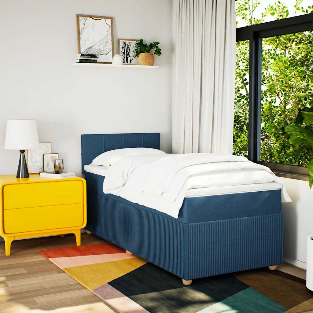 Boxspring met matras stof blauw 100x200 cm is nu te koop bij PeponiXL, paradijselijk wonen!