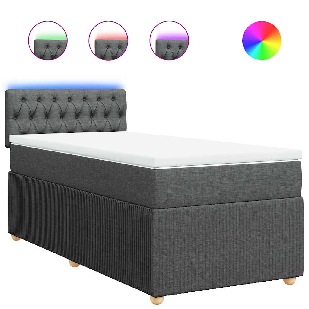 Boxspring met matras stof donkergrijs 100x200 cm is nu te koop bij PeponiXL, paradijselijk wonen!
