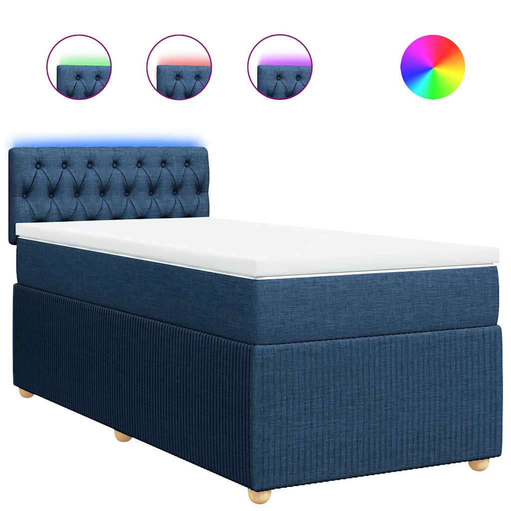 Boxspring met matras stof blauw 100x200 cm is nu te koop bij PeponiXL, paradijselijk wonen!
