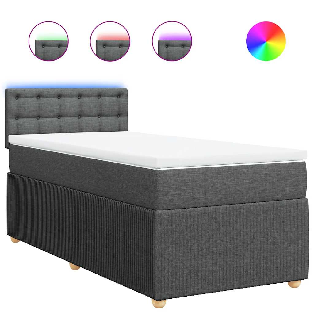 Boxspring met matras stof donkergrijs 100x200 cm is nu te koop bij PeponiXL, paradijselijk wonen!