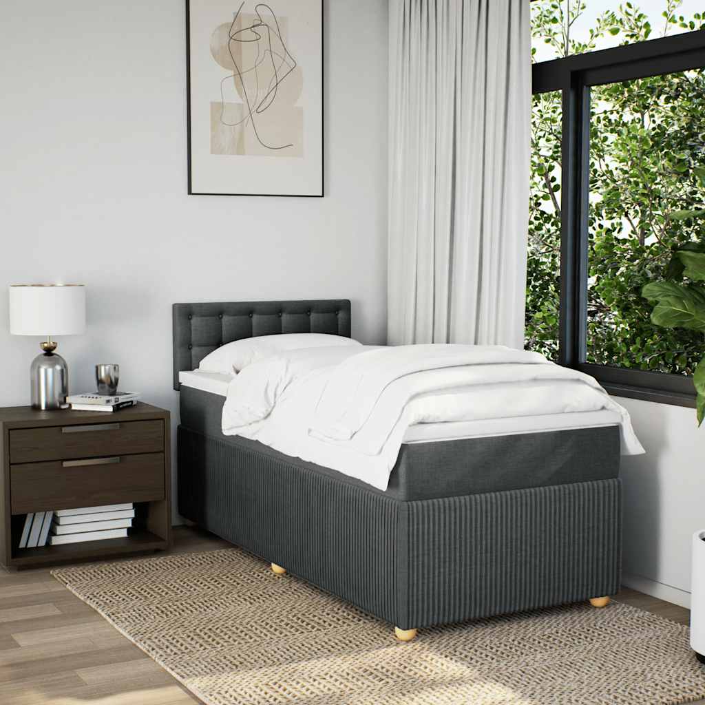 Boxspring met matras stof donkergrijs 100x200 cm is nu te koop bij PeponiXL, paradijselijk wonen!