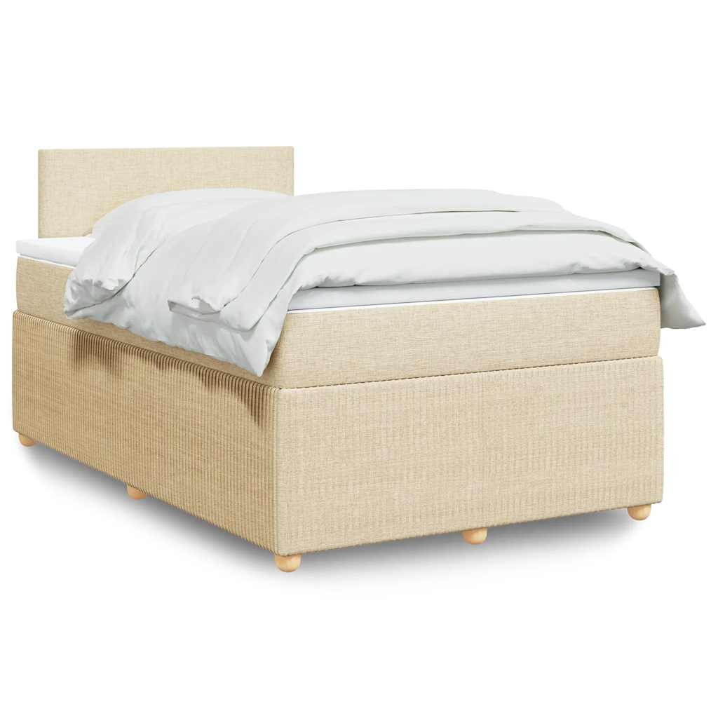Boxspring met matras stof crèmekleurig 120x190 cm is nu te koop bij PeponiXL, paradijselijk wonen!