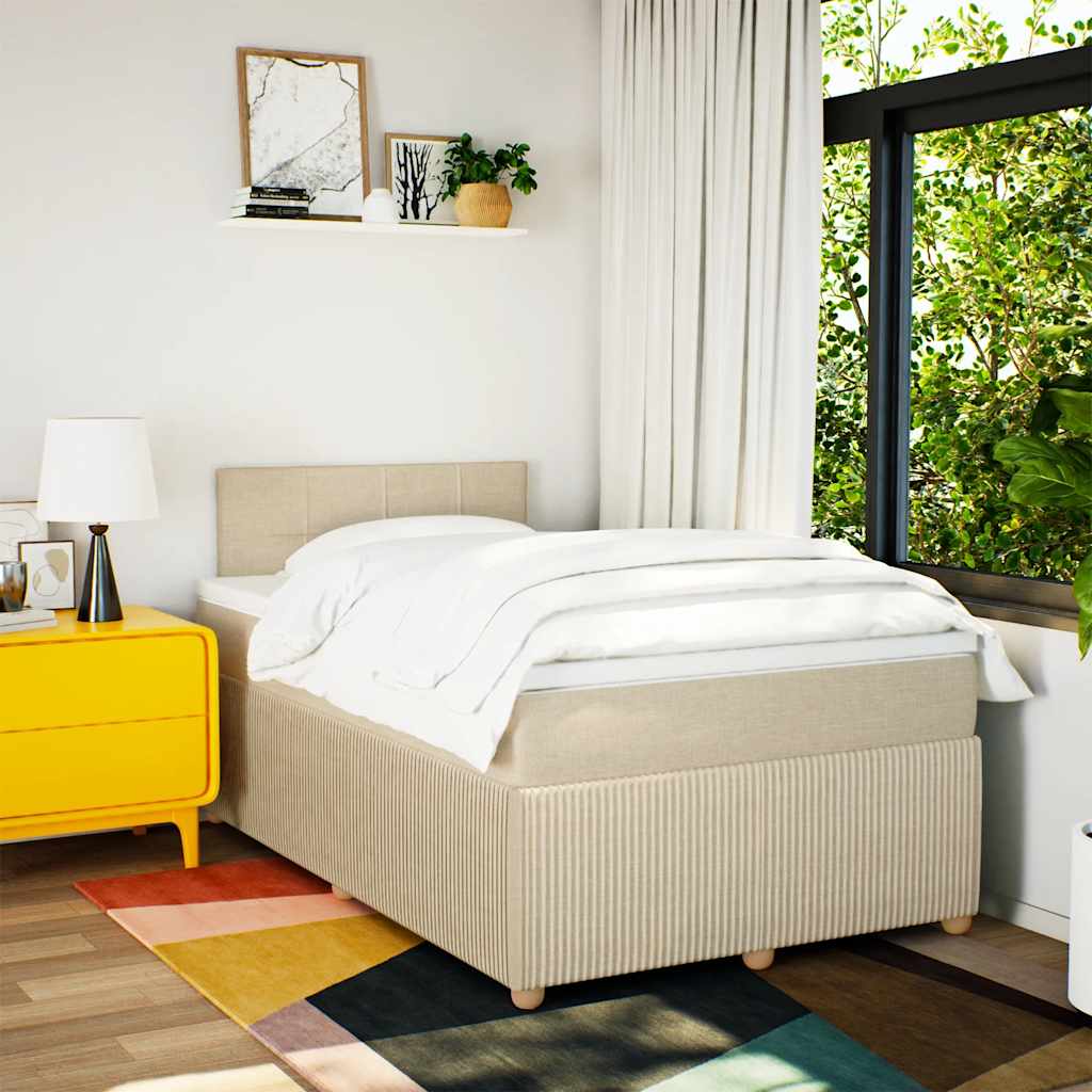 Boxspring met matras stof crèmekleurig 120x190 cm is nu te koop bij PeponiXL, paradijselijk wonen!