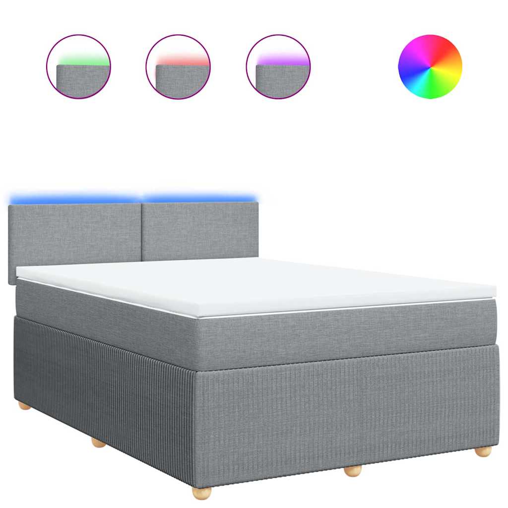Boxspring met matras stof lichtgrijs 140x190 cm is nu te koop bij PeponiXL, paradijselijk wonen!