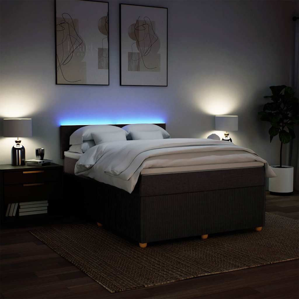 Boxspring met matras stof donkerbruin 140x190 cm is nu te koop bij PeponiXL, paradijselijk wonen!