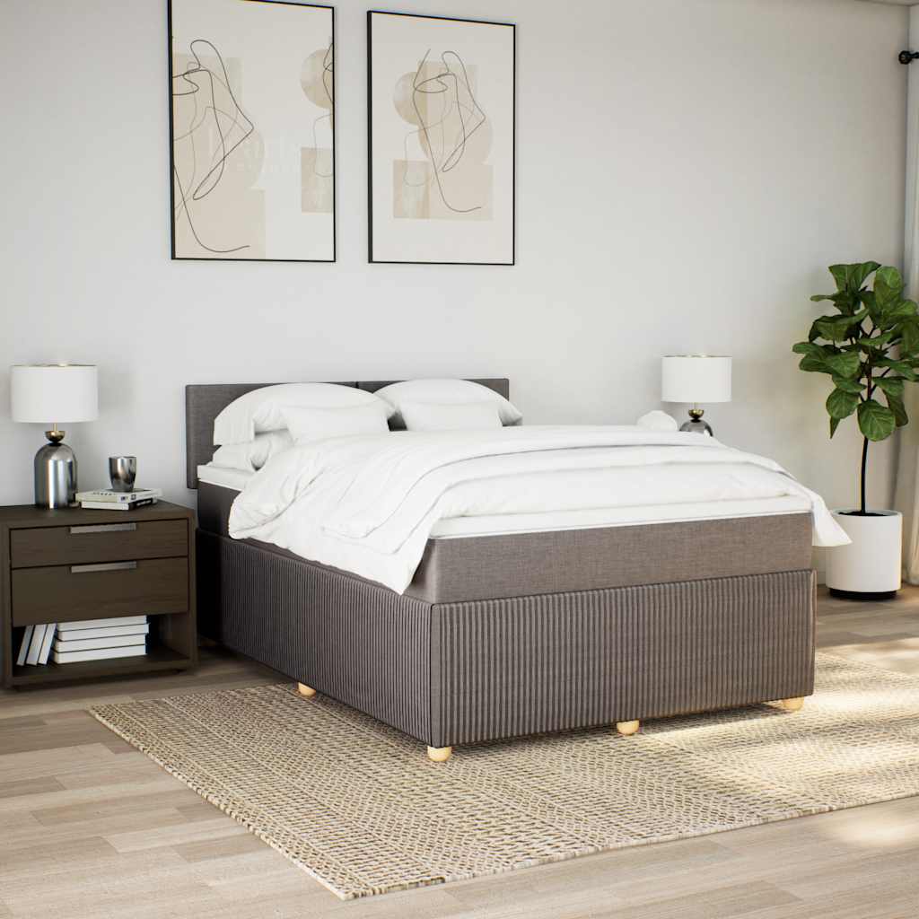 Boxspring met matras stof taupe 140x190 cm is nu te koop bij PeponiXL, paradijselijk wonen!