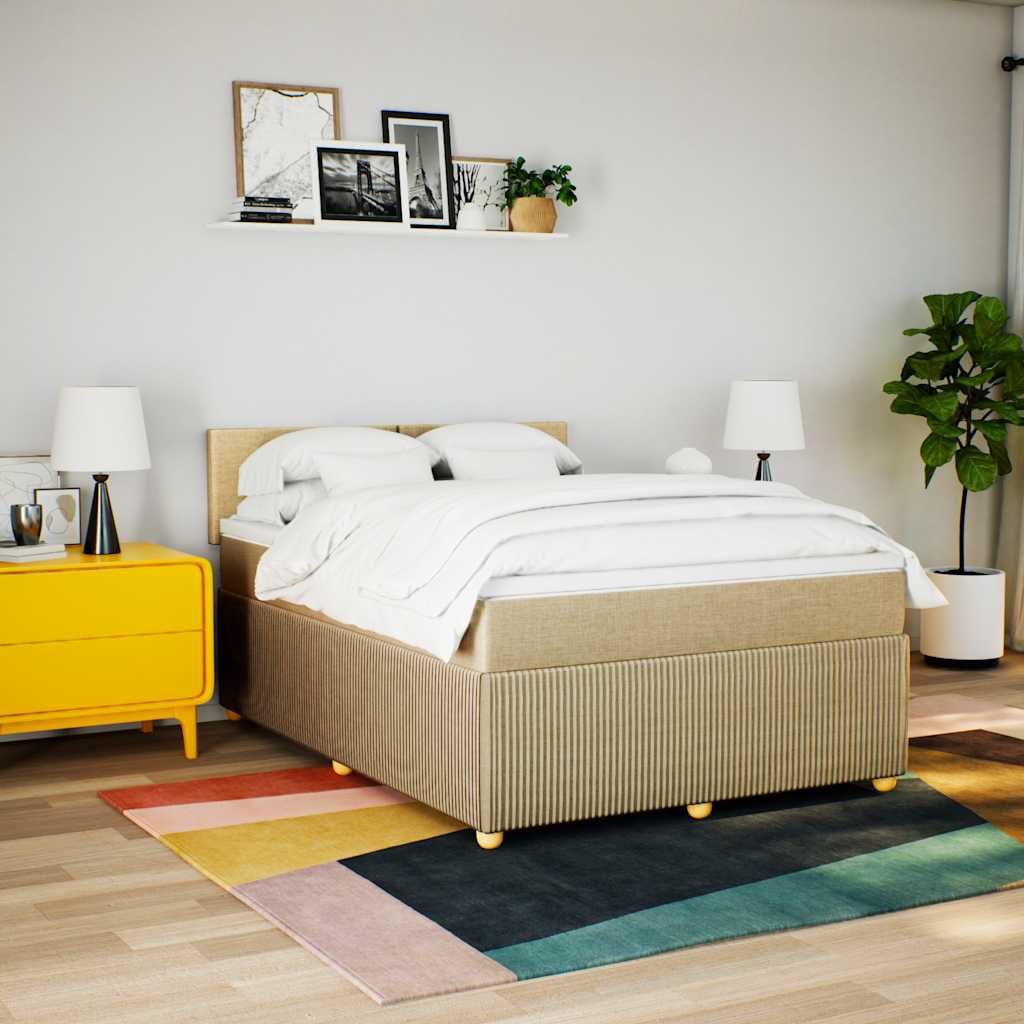 Boxspring met matras stof crèmekleurig 140x190 cm is nu te koop bij PeponiXL, paradijselijk wonen!
