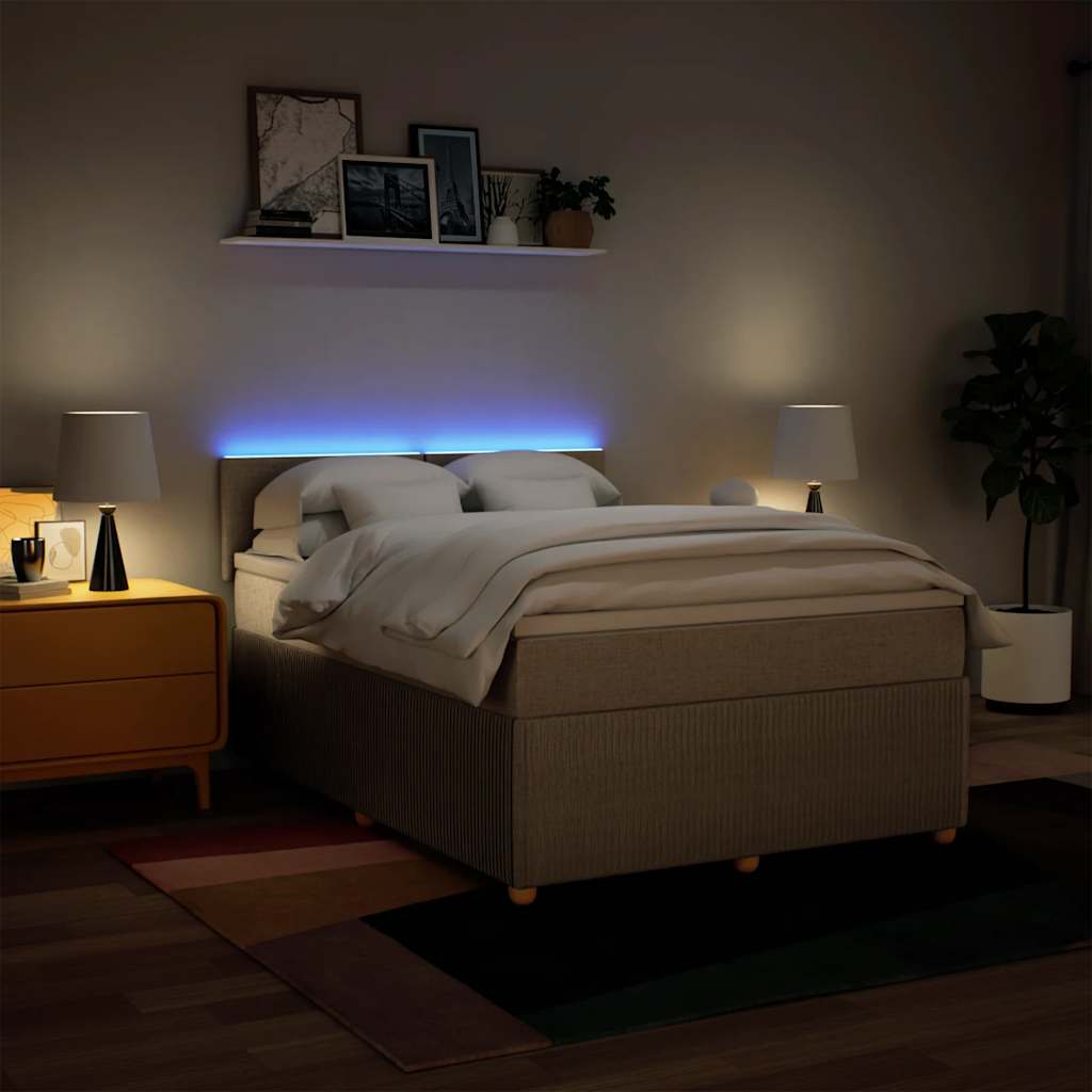Boxspring met matras stof crèmekleurig 140x190 cm is nu te koop bij PeponiXL, paradijselijk wonen!