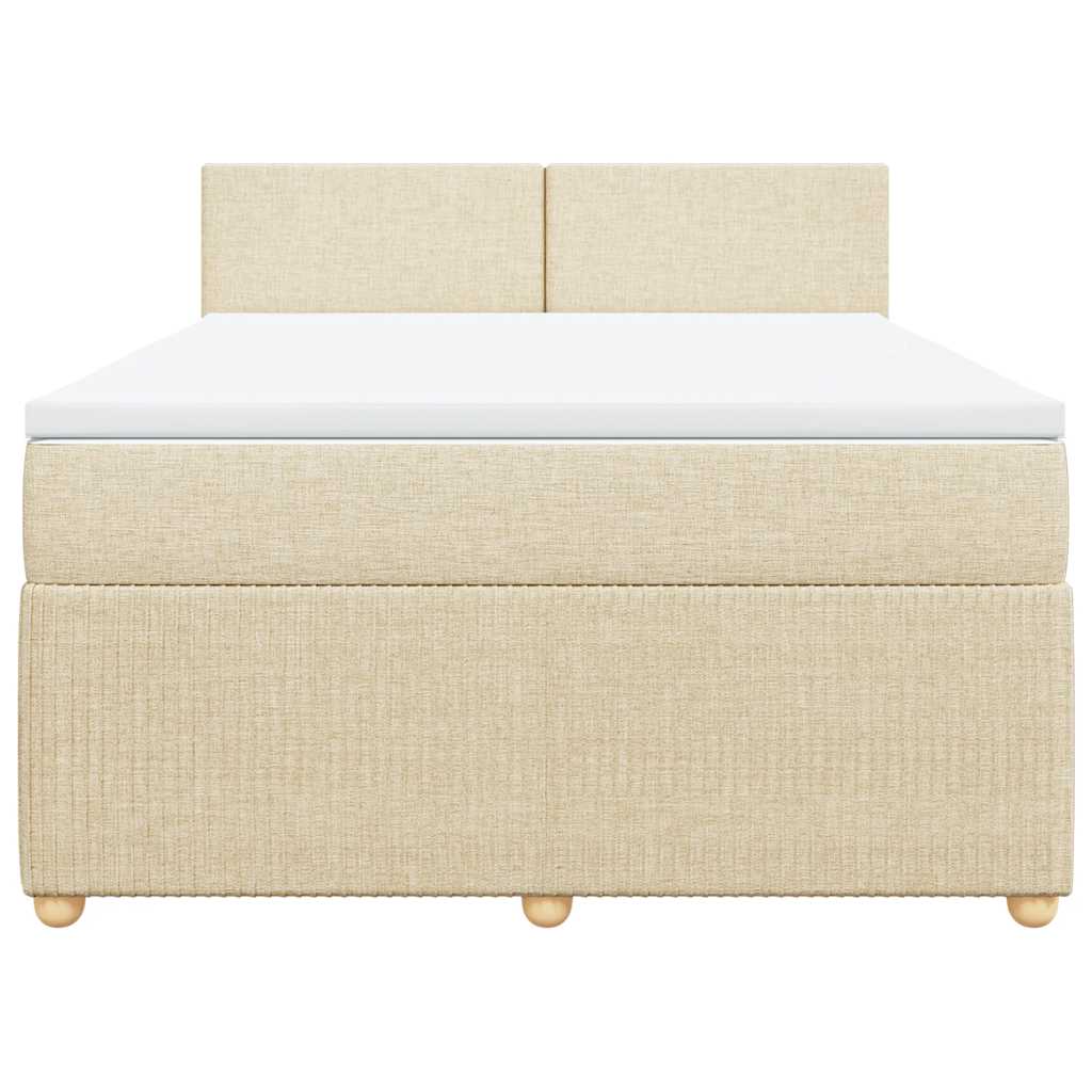 Boxspring met matras stof crèmekleurig 140x190 cm is nu te koop bij PeponiXL, paradijselijk wonen!