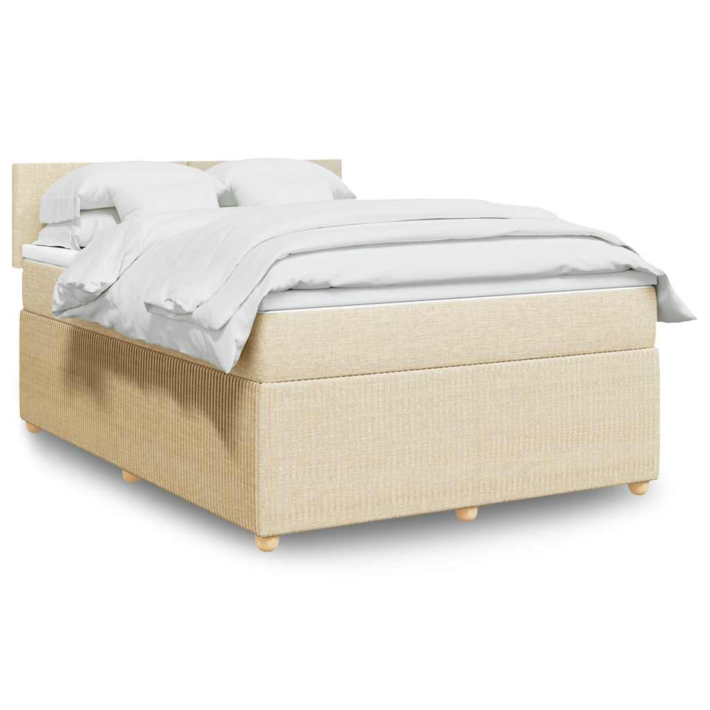 Boxspring met matras stof crèmekleurig 140x190 cm is nu te koop bij PeponiXL, paradijselijk wonen!