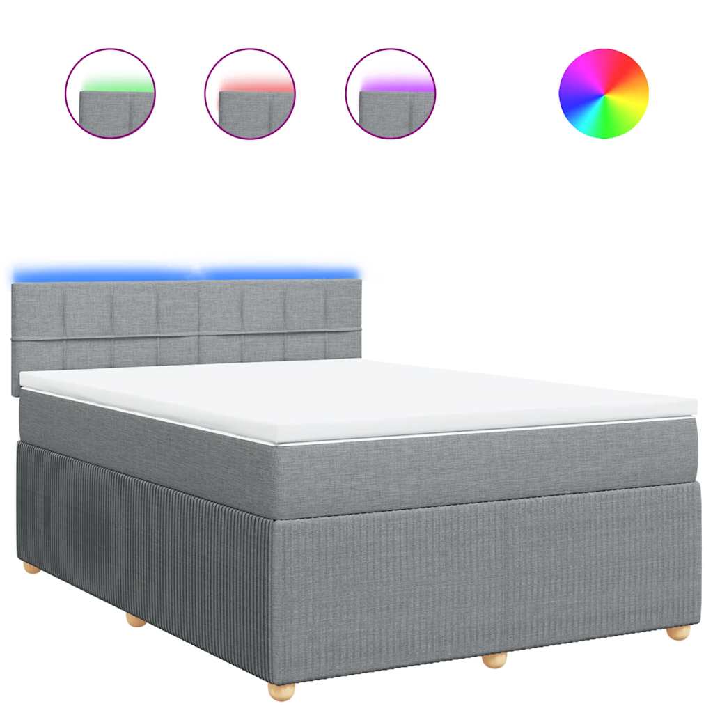 Boxspring met matras stof lichtgrijs 140x190 cm is nu te koop bij PeponiXL, paradijselijk wonen!