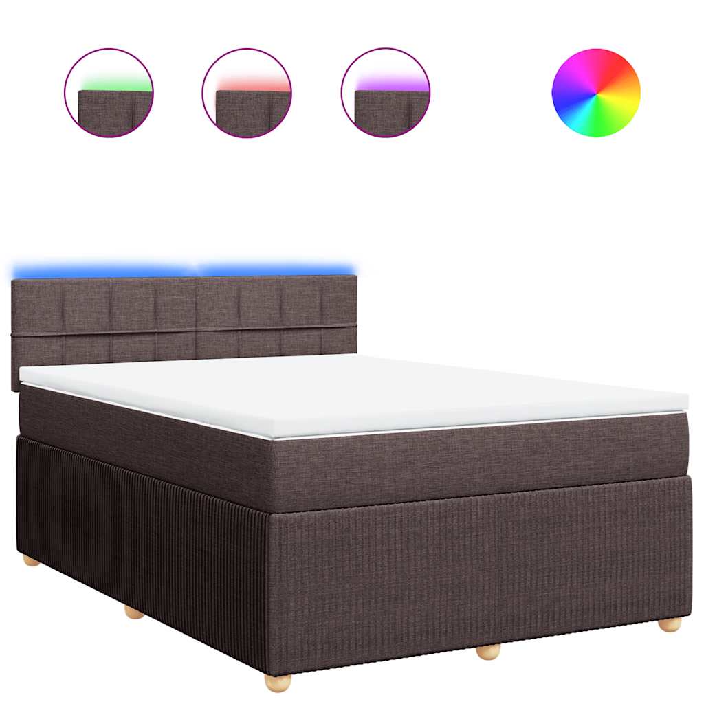 Boxspring met matras stof donkerbruin 140x190 cm is nu te koop bij PeponiXL, paradijselijk wonen!