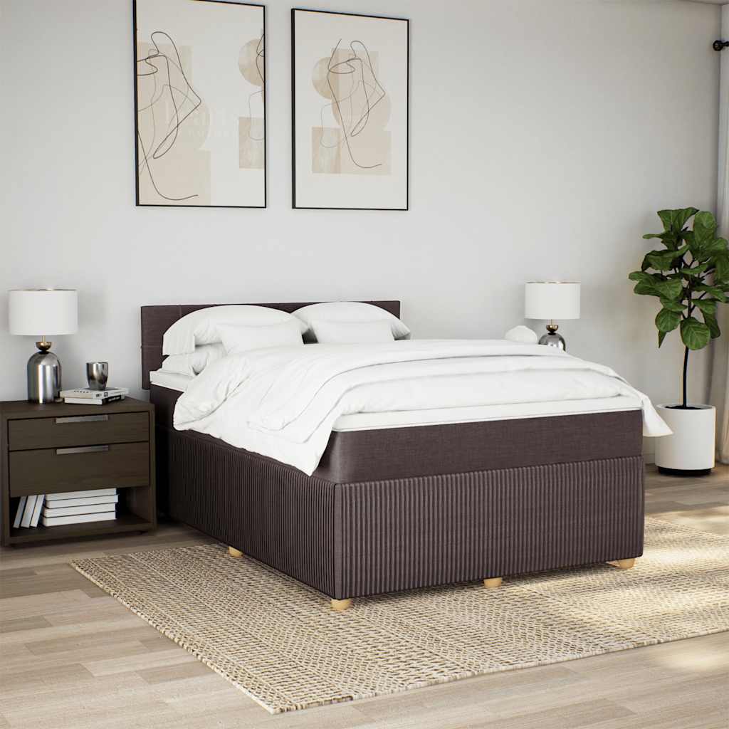 Boxspring met matras stof donkerbruin 140x190 cm is nu te koop bij PeponiXL, paradijselijk wonen!