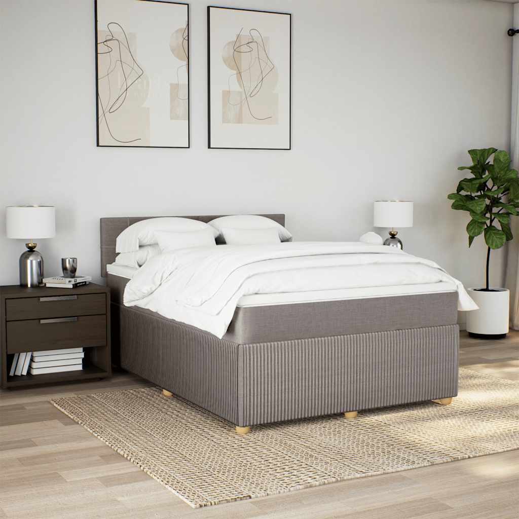Boxspring met matras stof taupe 140x190 cm is nu te koop bij PeponiXL, paradijselijk wonen!