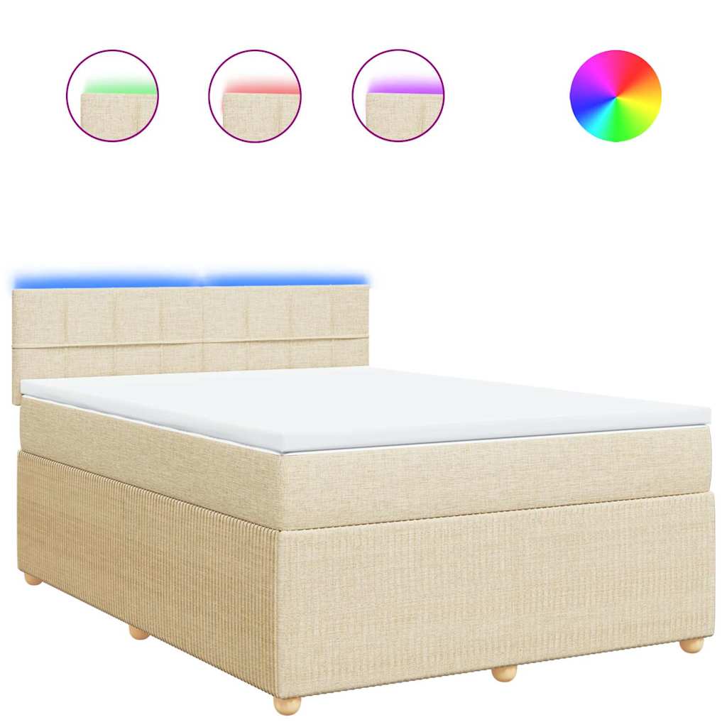 Boxspring met matras stof crèmekleurig 140x190 cm is nu te koop bij PeponiXL, paradijselijk wonen!