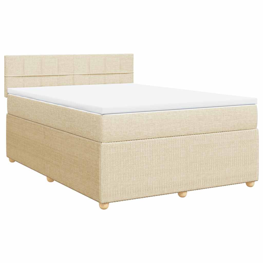 Boxspring met matras stof crèmekleurig 140x190 cm is nu te koop bij PeponiXL, paradijselijk wonen!