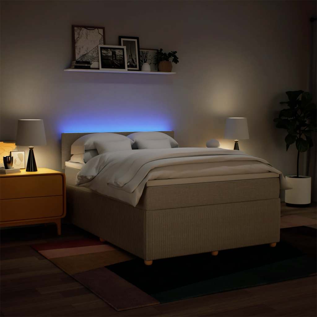Boxspring met matras stof crèmekleurig 140x190 cm is nu te koop bij PeponiXL, paradijselijk wonen!