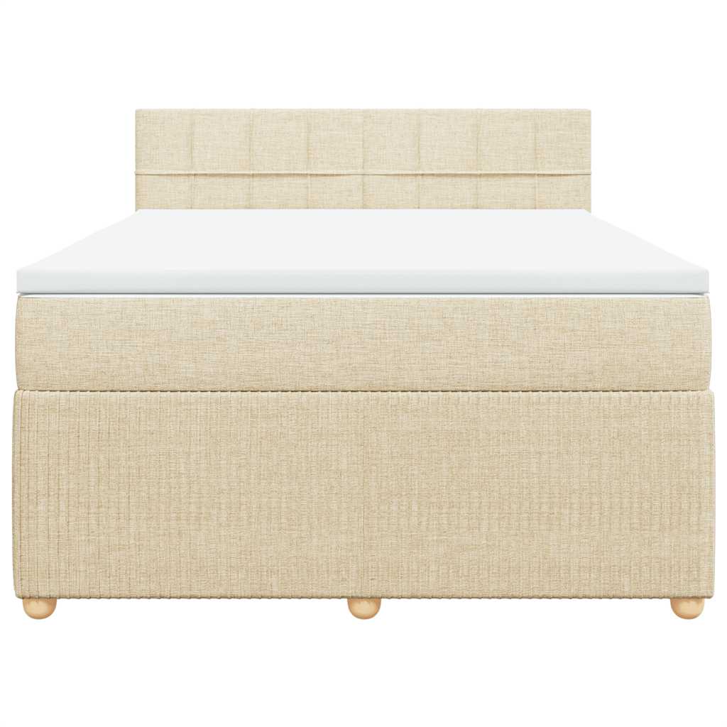 Boxspring met matras stof crèmekleurig 140x190 cm is nu te koop bij PeponiXL, paradijselijk wonen!