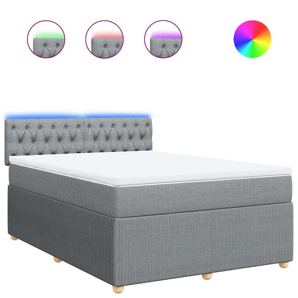 Boxspring met matras stof lichtgrijs 140x190 cm is nu te koop bij PeponiXL, paradijselijk wonen!