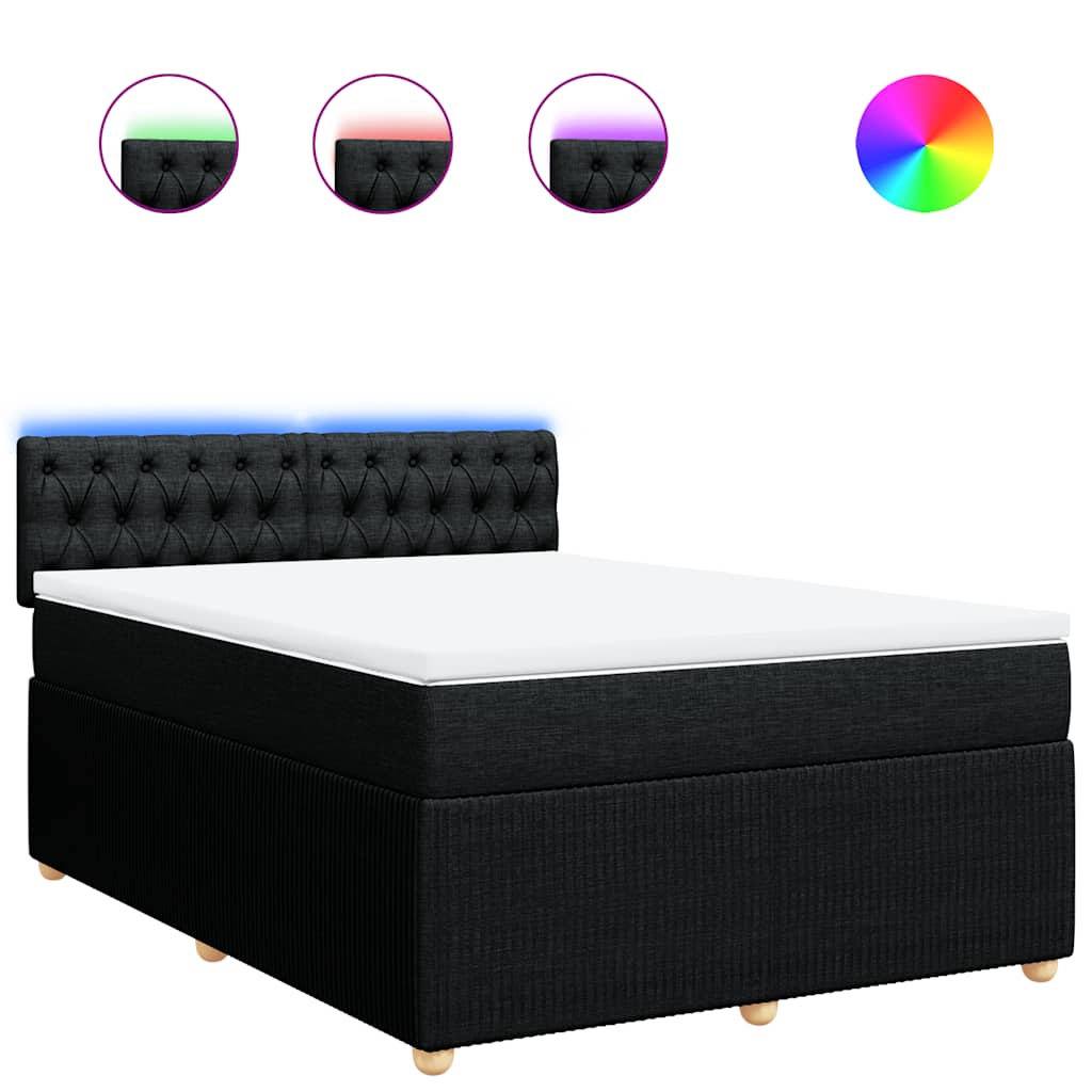 Boxspring met matras stof zwart 140x190 cm is nu te koop bij PeponiXL, paradijselijk wonen!