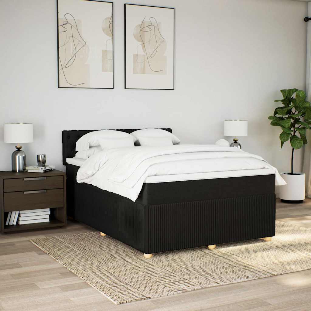 Boxspring met matras stof zwart 140x190 cm is nu te koop bij PeponiXL, paradijselijk wonen!