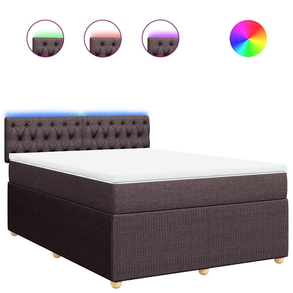Boxspring met matras stof donkerbruin 140x190 cm is nu te koop bij PeponiXL, paradijselijk wonen!
