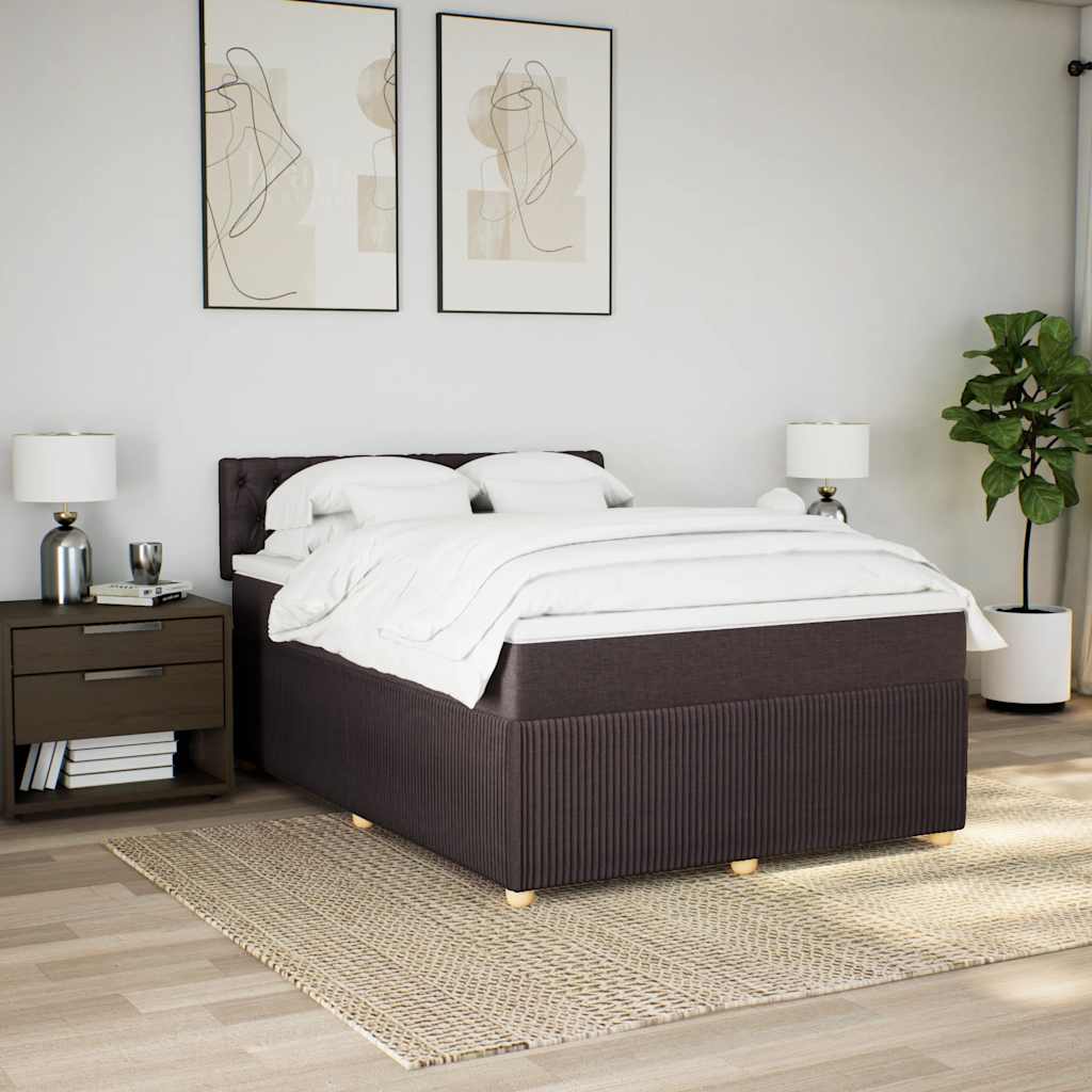 Boxspring met matras stof donkerbruin 140x190 cm is nu te koop bij PeponiXL, paradijselijk wonen!